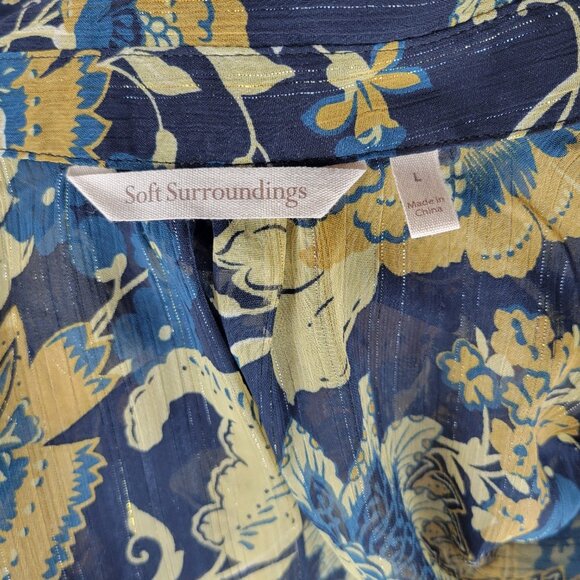 Boho Chic Soft Surroundings Keyhole Collar Button Up Blouse Size L - Picture 10 of 16